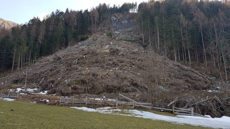 Alpin Geologie: Crollo in roccia nella Frazione di Santo Stefano in località "Haidenberg"